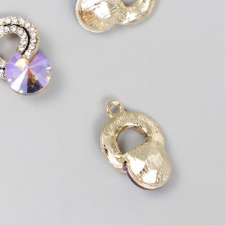 Decor for creativity metal, rhinestones "Double ring with a pebble" 2x1.5 cm-1