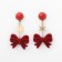 New Year! Earrings "New Year" hanging, bow, red color in gold