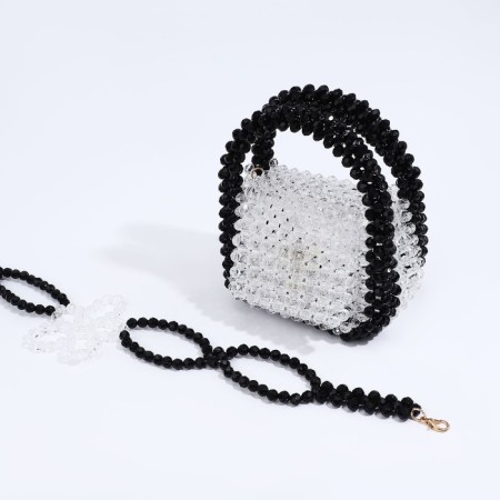 Bag-clate on magnet, long belt, white color-2