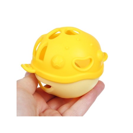 Silicone teether for teeth with a rattle of “fish”, in the case, yellow color, crumb I-6