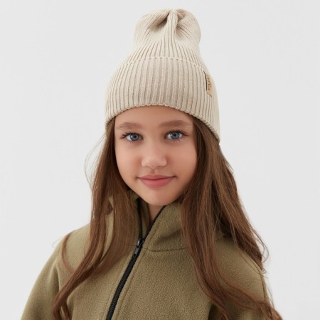 Children's hat minku, rr 48-52, beige color