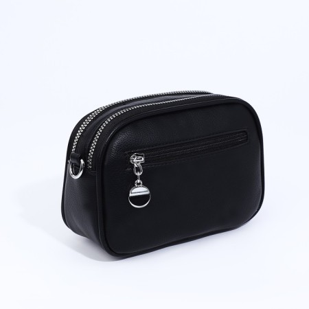 Cross-Bodi bag on zippers, external pocket, black color-1