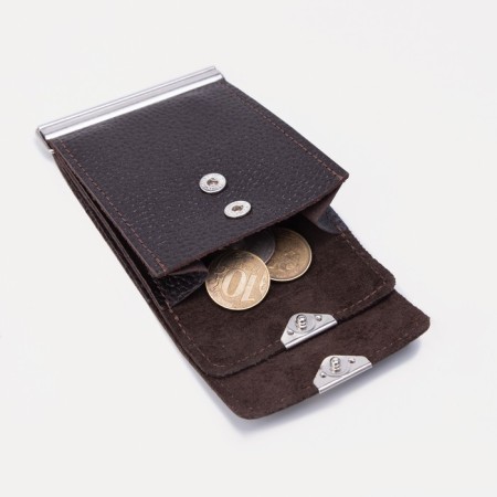 Button clip for bills, coins, cards, brown color-3