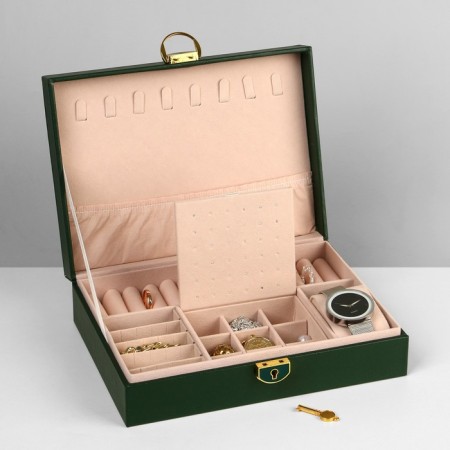 Steam for jewelry "Casket" 1 tier, 17 × 23 × 6.5 cm, green color-1