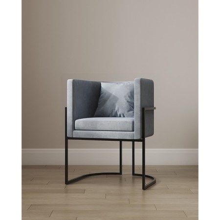 Armchair "Luna", 60 × 64 × 77 cm, blue color, black frame