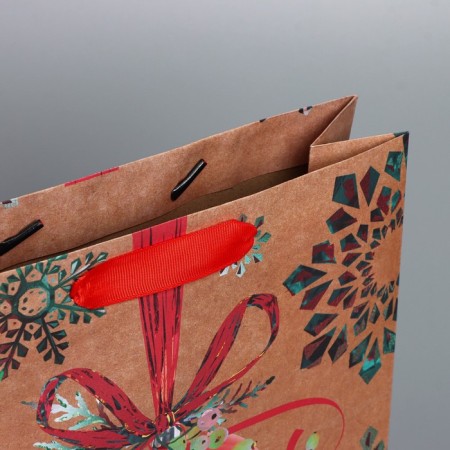 Craft vertical “Snowflake” package, m 26 x 30 x 9 cm, new year-3