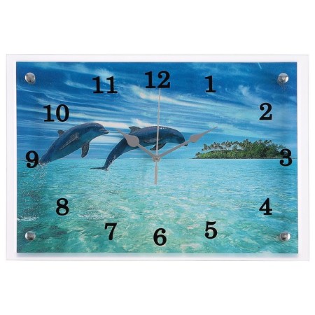 Carty clock is wall-mounted, interior "dolphins", silent, 25 x 35 cm