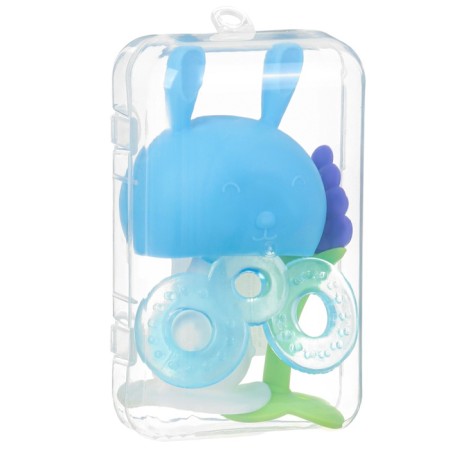 A set of silicone teeters "My Bunny", with a rattle, 3 pcs, in the case, Kroshka I-3