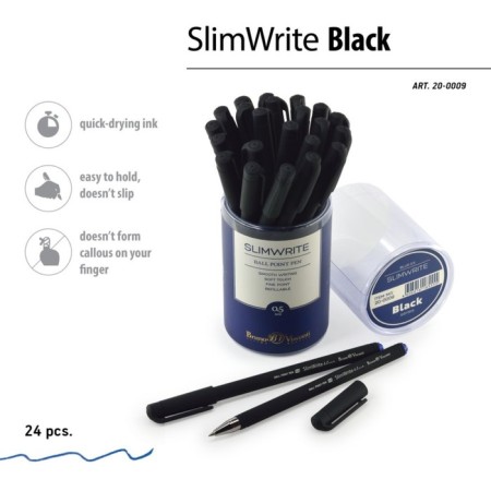 Ballpoint pen Slimwrite. Black, blue rod, node 0.5 mm-3