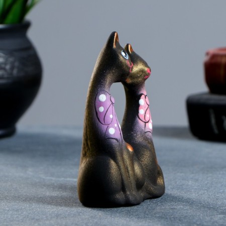 Figure "Cats lovers with bows" Black 5x9x12cm-1