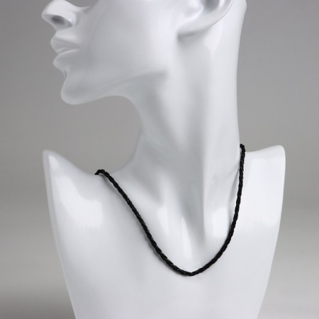 Leather lace d = 3 mm, 45 cm, black color, pigtail-2