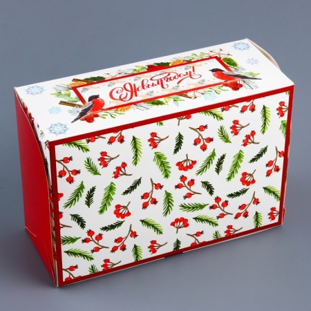 New Year. Box for 6 cupcakes with a window Gift New Year's packaging "Miracles", 25 x 17 x 10 cm.-1
