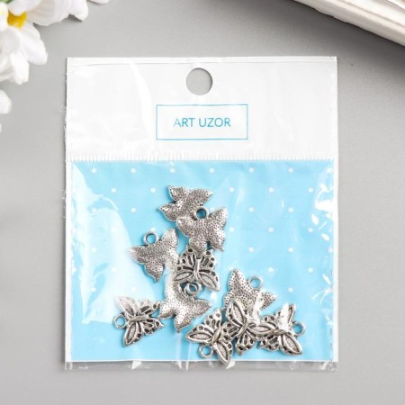 Decor Metal for creativity "Butterfly with points" silver (29964) 2x1.7 cm-3