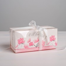 Коробка для капкейков, кондитерская упаковка, 2 ячейки «With love for you», 16 х 8 х 7.5 см