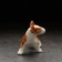 Porcelain figurine "Bulsterier in the rack", white-red, 7x5x6 cm