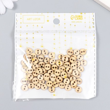 Buttons wood for creativity 2 punctures "simple" set of 100 pcs 0.8x0.8x0.2 cm-5