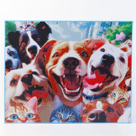 Diamond mosaic with a complete filling on a canvas with a subframe "Funny Animals", 40 x 50 cm-1
