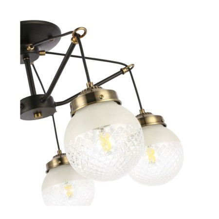 Ceiling EVOLUCE lamp. Sle110302-05. Stricce. 5x60 watts, E27, 59x59x36 cm, black color, bronze-8