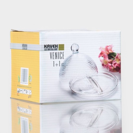 Venice glass dish with a lid, d = 14 cm, h = 10 cm-3