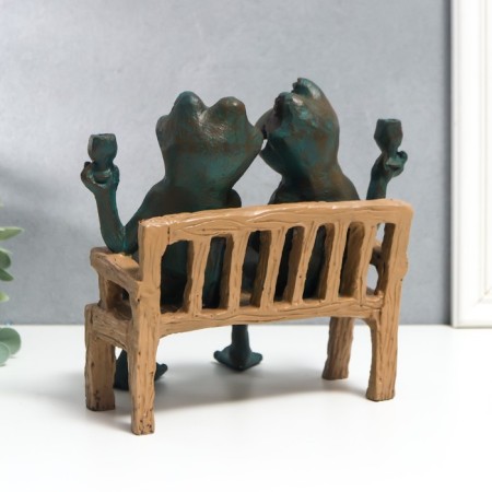Polystone souvenir "Two frogs with glasses, on the bench" 20x16x21 cm-4