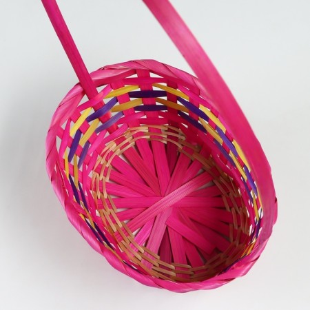 Wicker basket, d25 x 18 x 10/45 cm, pink, bamboo-2