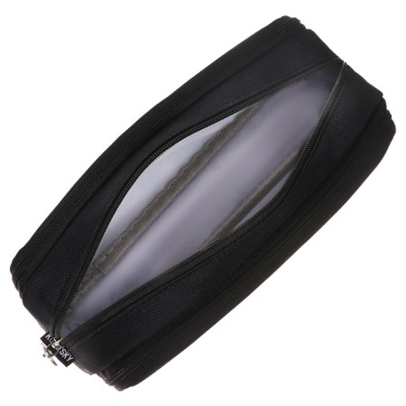 School pencil case on a zipper 3-section, black-6