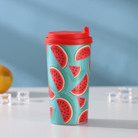 A glass with a watermelon lid, 470 ml, plastic