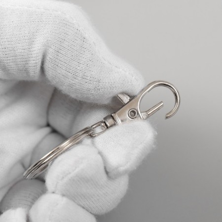 Metal keychain "Carabiner with a ring" silver 2.8x6 cm-3