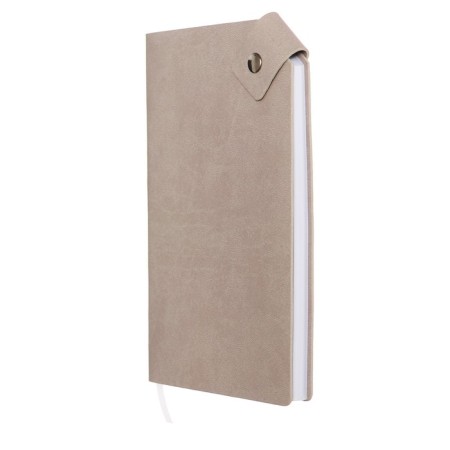 The diary is low, 120x200 mm 128 sheets, leatherette, gray block 70 g/m2, lies, a refrain with a colored button, gray-1