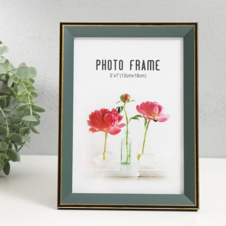Photo frame plastic 13x18 cm "Green with gold framing" 15x20 cm-1