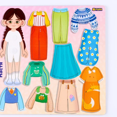 A training board with clothing on Velcro "Dressing. Nastya"-2