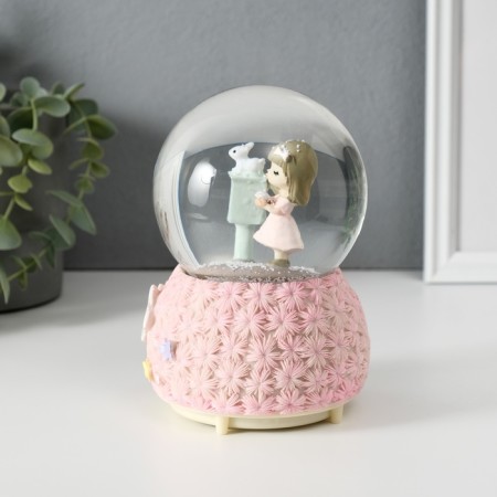 Souvenir Polystone Water Ball Light, Music "Flower Polyanka and Baby" MIX 10x10x14.5 cm-4