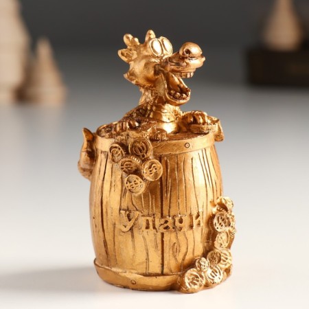 Polystone souvenir "Bronze Dragon in a barrel with coins" MIX 6.1x4.8x9 cm-1