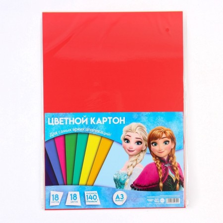 Cardboard tinted, A3, 18 sheets, 18 colors, moped, bilateral, in a bag, 140 g/m², cold heart-4