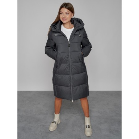 Coat insulated winter female, size 42, dark gray color-8