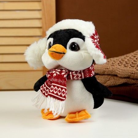 Soft toy "Penguin" in a hat, 22 cm, black color-1