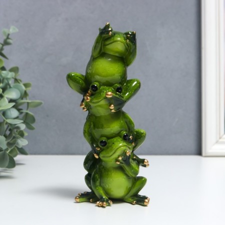 Souvenir Polystone Lak "Frog Pyramid - I do not see, I do not hear, I will not say" 18x6x8 cm