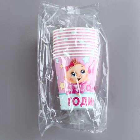 A one -time paper glass "1 year" baby, 250 ml-3