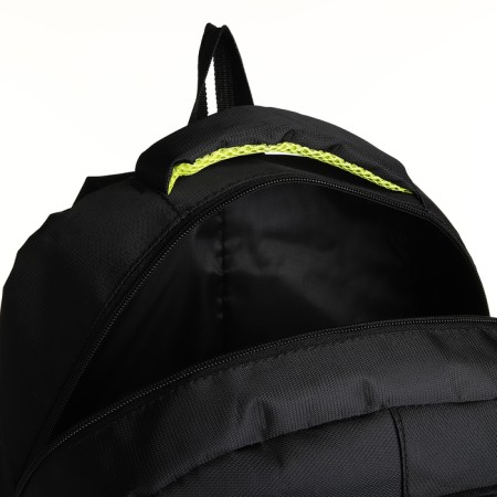 Youth backpack with a zipper, 4 pockets, black/green color-5