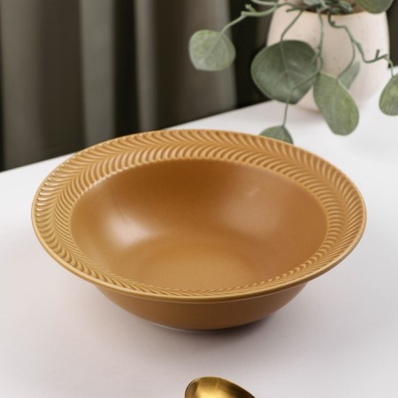 Board Ceramic deep “sea surface”, 600 ml, d = 21 cm, brown color