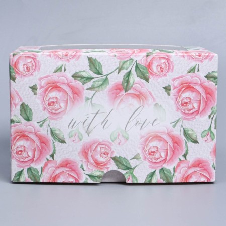 Capcake box, confectionery packaging with a window, 2 cells, "roses", 16 x 10 x 10 cm-2