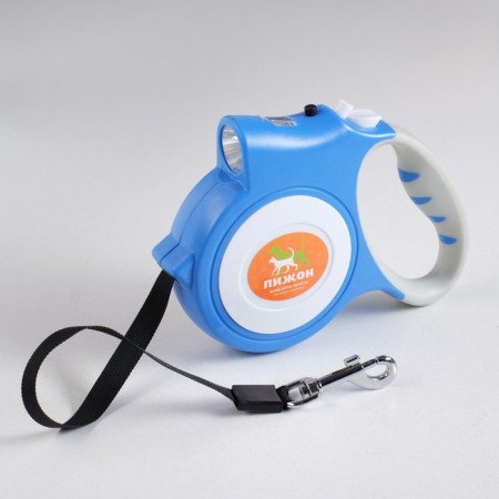 Roulette "Piggon" with a flashlight, rubberized pen, 5 m, up to 35 kg, blue-3