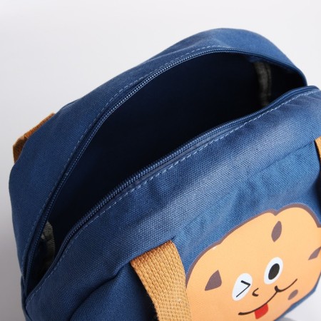 Youth bag with a zipper, blue color-4