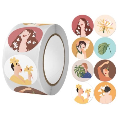 Stick Paper "Girls with flowers" d = 2.5 cm 500 pcs in a roll 3x6.5x6.5 cm