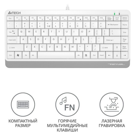Keyboard A4Tech FSTYLER FK11 White USB Slim-1