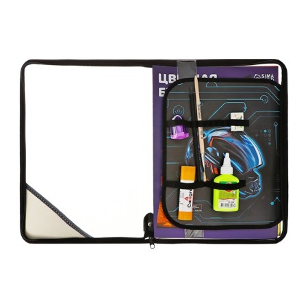 A4 labor folder, plastic, lightning around, folding bar, with a filling of 10 items, calligrata, PTR-1, "motor-shlem"-2