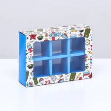 Коробка для конфет 6 шт,  "Мужской день" 13,7 х 9,8 х 3,8 см
