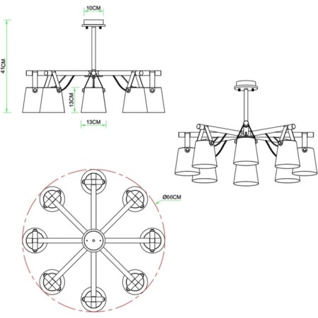 Ceiling chandelier Arte Lamp Thomas A7032PL-8WH, E27, 8x60 W, 66x66x41 cm, white, beige-3