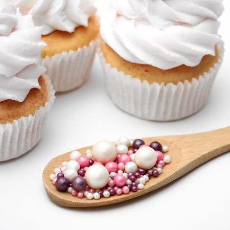 Sprinking confectionery with a soft center "Pearls": silver, lilac, pink, 1.5 kg-1