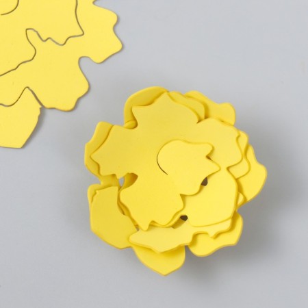 The workpiece of Foamiran "Flower Curly" 10x9.5 cm set 5 pcs. Ribbed yellow